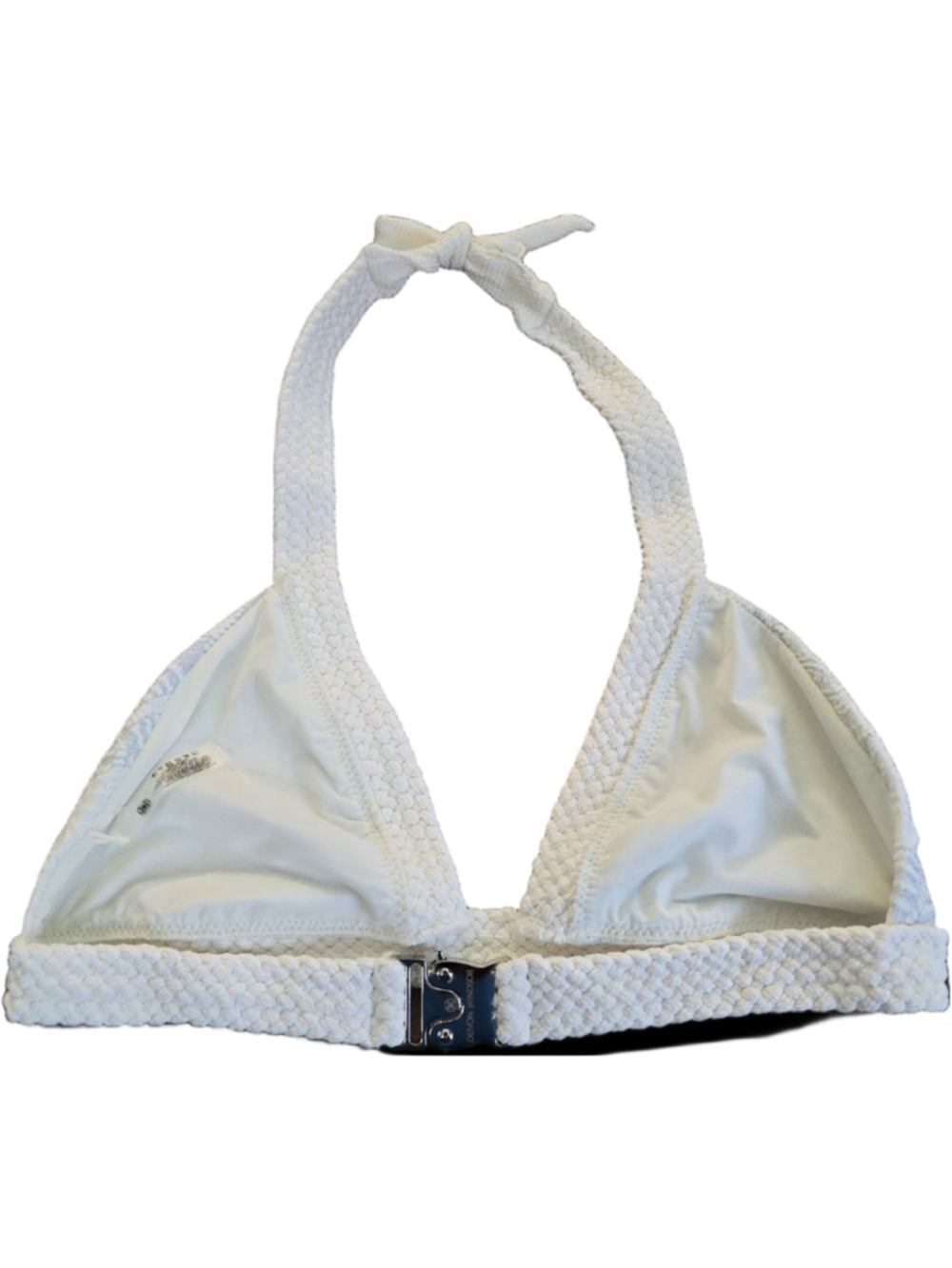 Devon Windsor Ada Bikini Top Womens White Metallic Jacquard Braided Halter Swim - Picture 4 of 9